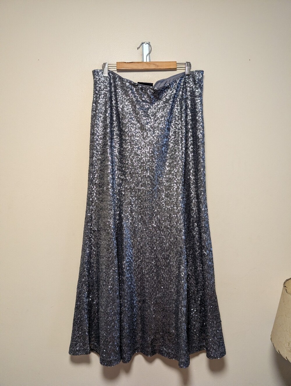 Lane Bryant Silver Sequin Maxi Skirt Size 18 Holiday Party Formal